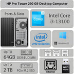 HP Desktop Pro Tower Business Computer, Intel Core I3, 8GB RAM 256GB SSD