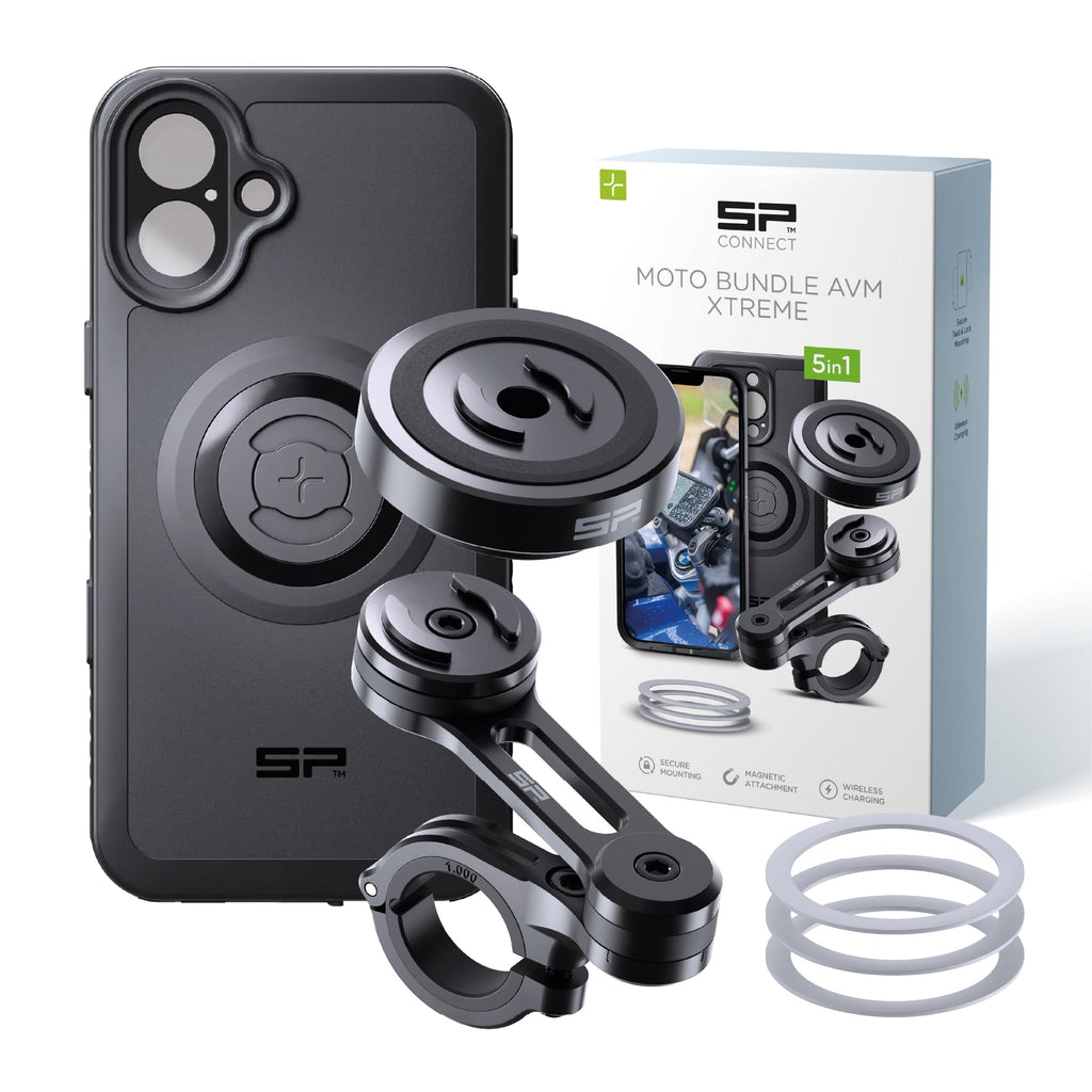 SP CONNECT Moto Bundle II AVM Xtreme | SPC+ |Compatible with iPhone 17 Pro/18 Pro | Phone Mount for Motorcycle | Motorcycle Phone Holder | Handlebars