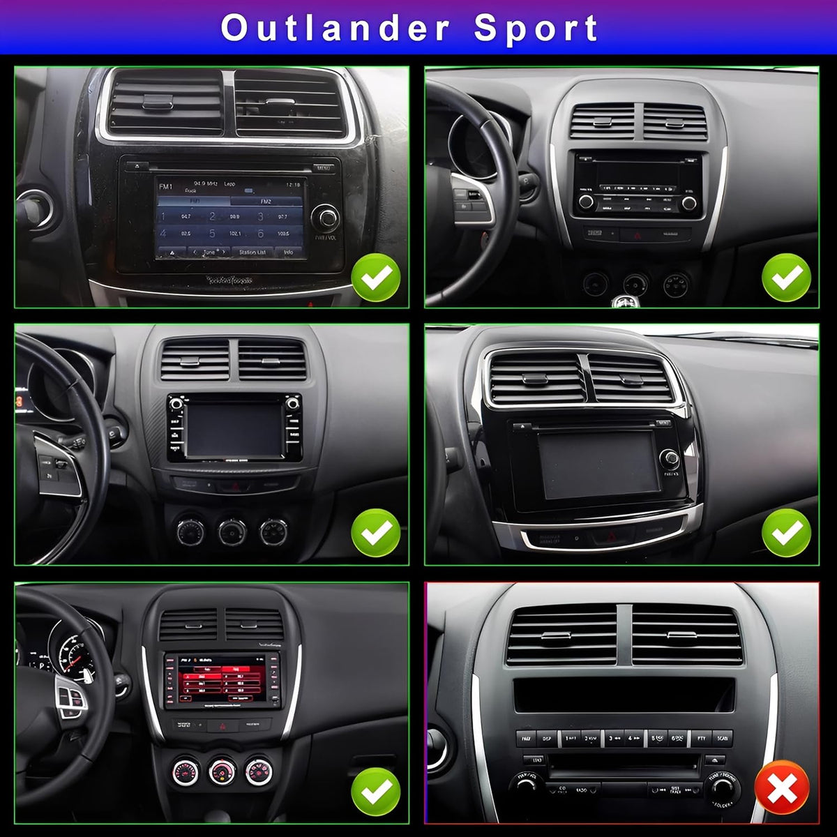 Double Din Android 14 Car Radio Stereo Upgrade for Mitsubishi Outlander Sport 2013-2025, 7inch IPS Touch Screen Head Nuit GPS Navi with Carplay Android Auto Bluetooth WiFi FM SWC DSP SWC Backup Camera