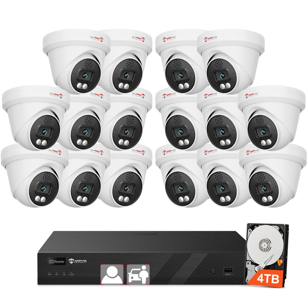 Anpviz 16CH 4K PoE Security Camera System, 16PCS 8MP Wired Turret Cameras