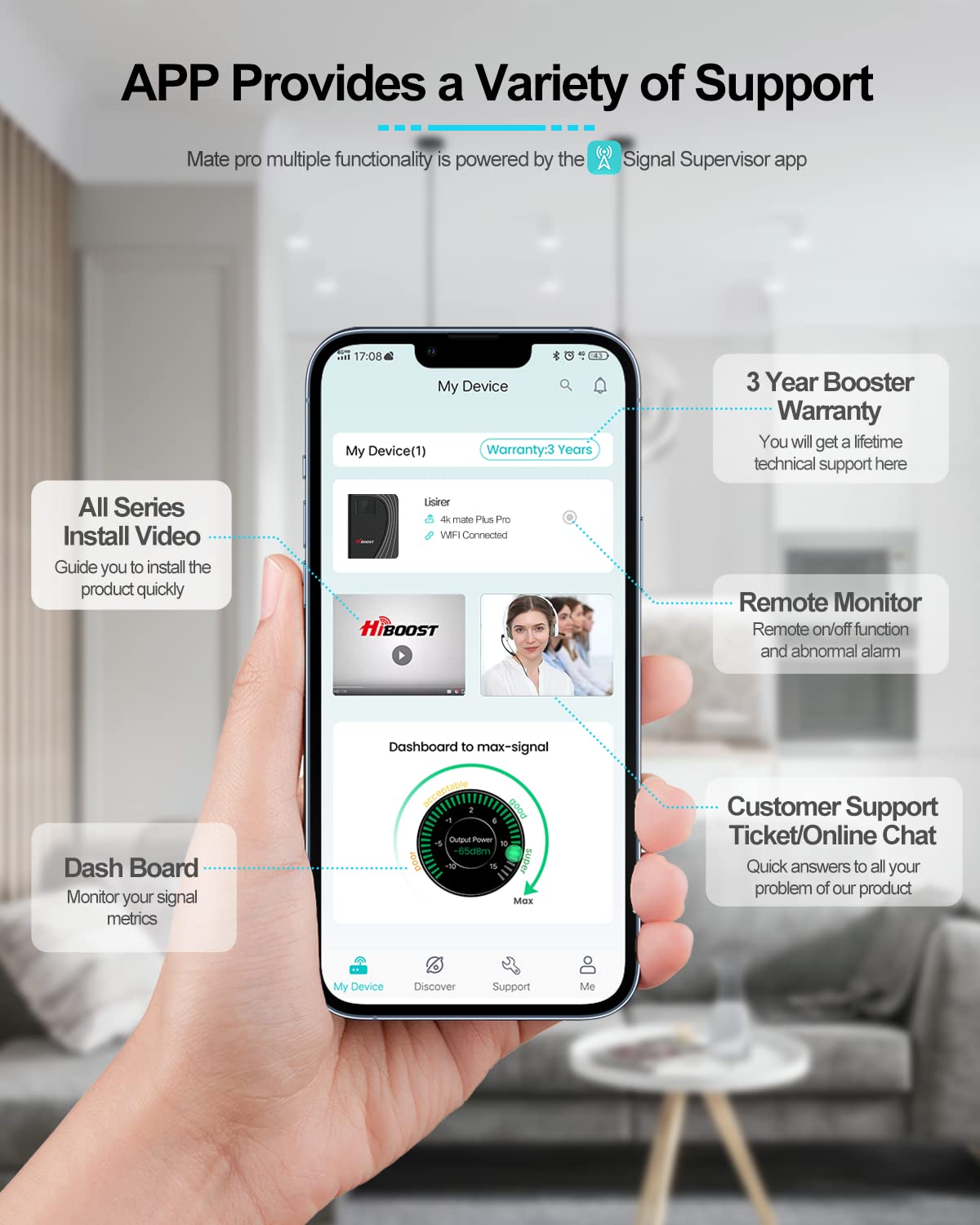 Cell Phone Booster for Home | Boost 4G LTE & 5G Up to 4,000sq ft | Built-in Antenna & Easy to Install for All U.S. & Canadian Carriers-Verizon, AT&T, T-Mobile | 5G Booster FCC Approved