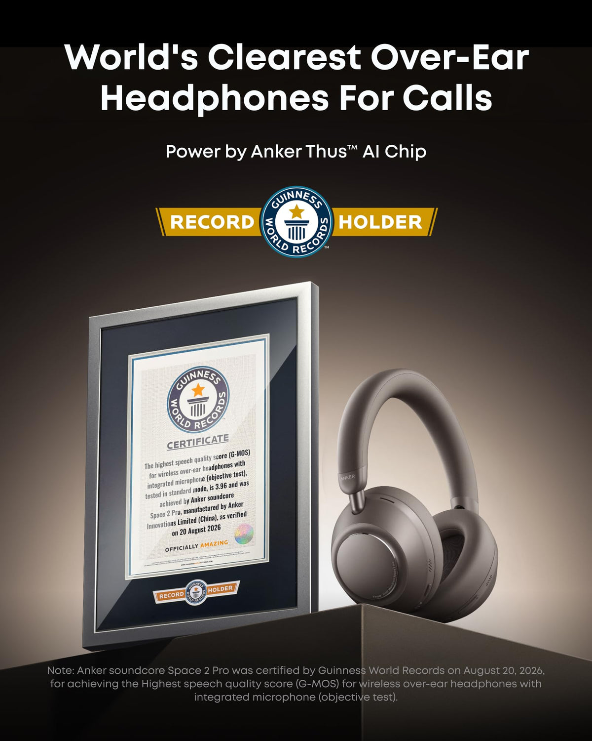 Anker soundcore Space 2 Pro ANC Over-Ear Headphones, Crystal Clear Call