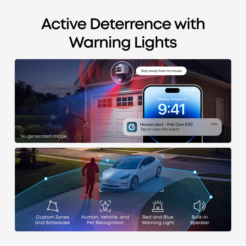 eufy Security 4K PoE Bullet-PTZ Cam E50, Dual-Lens, 360° OmniTrack, Add-On
