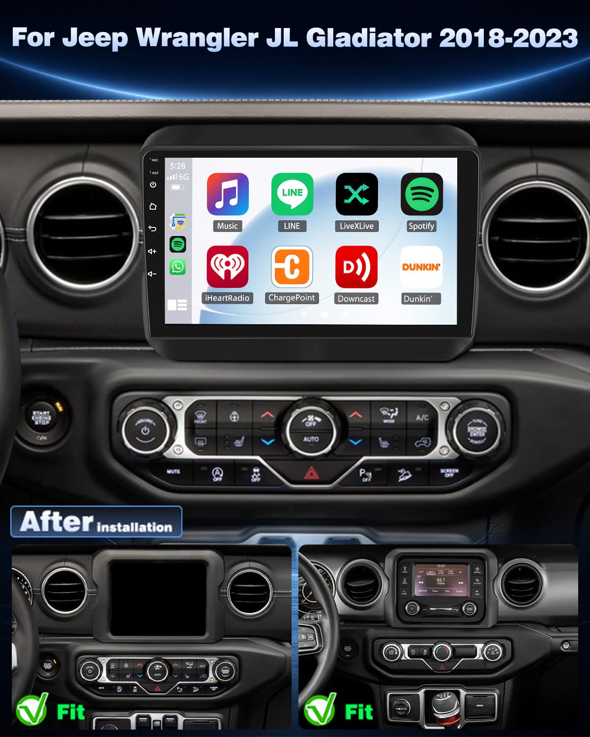 64G Car Stereo Radio for Jeep Wrangler JL Gladiator 2018-2023