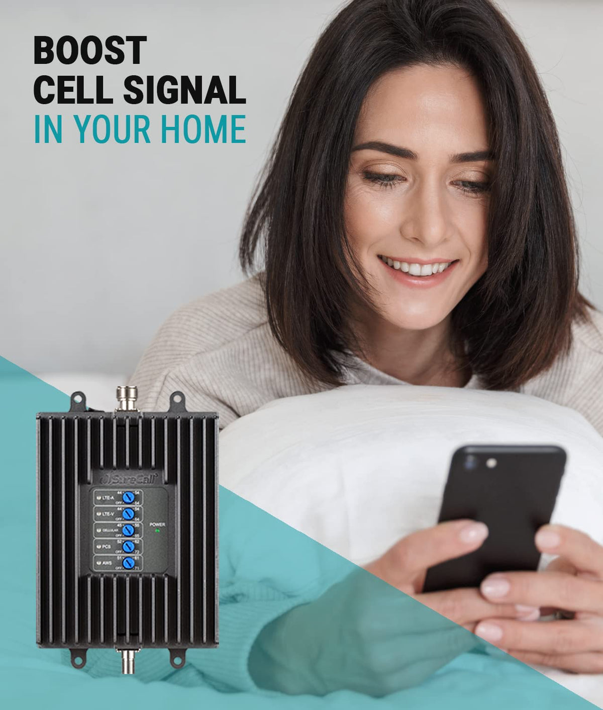 SureCall Fusion4Home Cell Phone Signal Booster for Home & Office up to 4000 sq ft, Yagi Dome Antennas, Multi-User 5G/4G LTE Boosts Verizon, AT&T, Sprint, T-Mobile, FCC Approved, USA Company