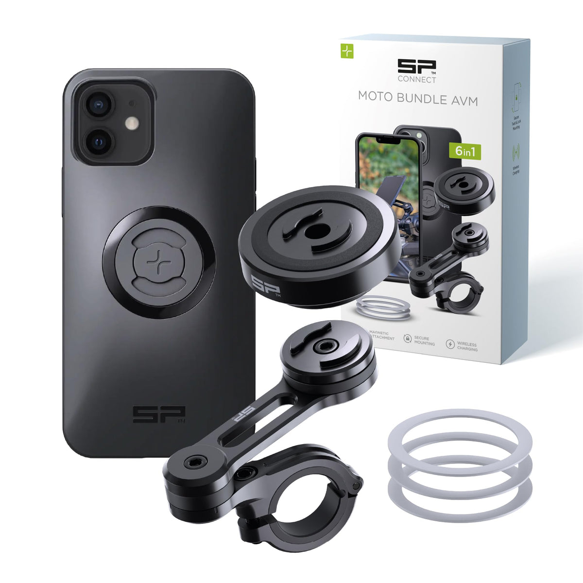 SP CONNECT Moto Bundle II with Anti Vibrations Module| SPC+ | Compatible with for iPhone 15 Pro Max| Motorcycle Phone Mount |Phone Mount for Motorcycle Handlebars | Cell Phone Holder