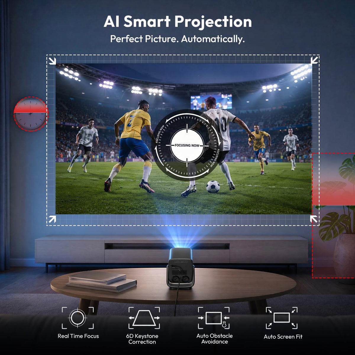 Gimbal N7 Smart 4K-Support Outdoor & Home Cinema Projector 150" Short Throw
