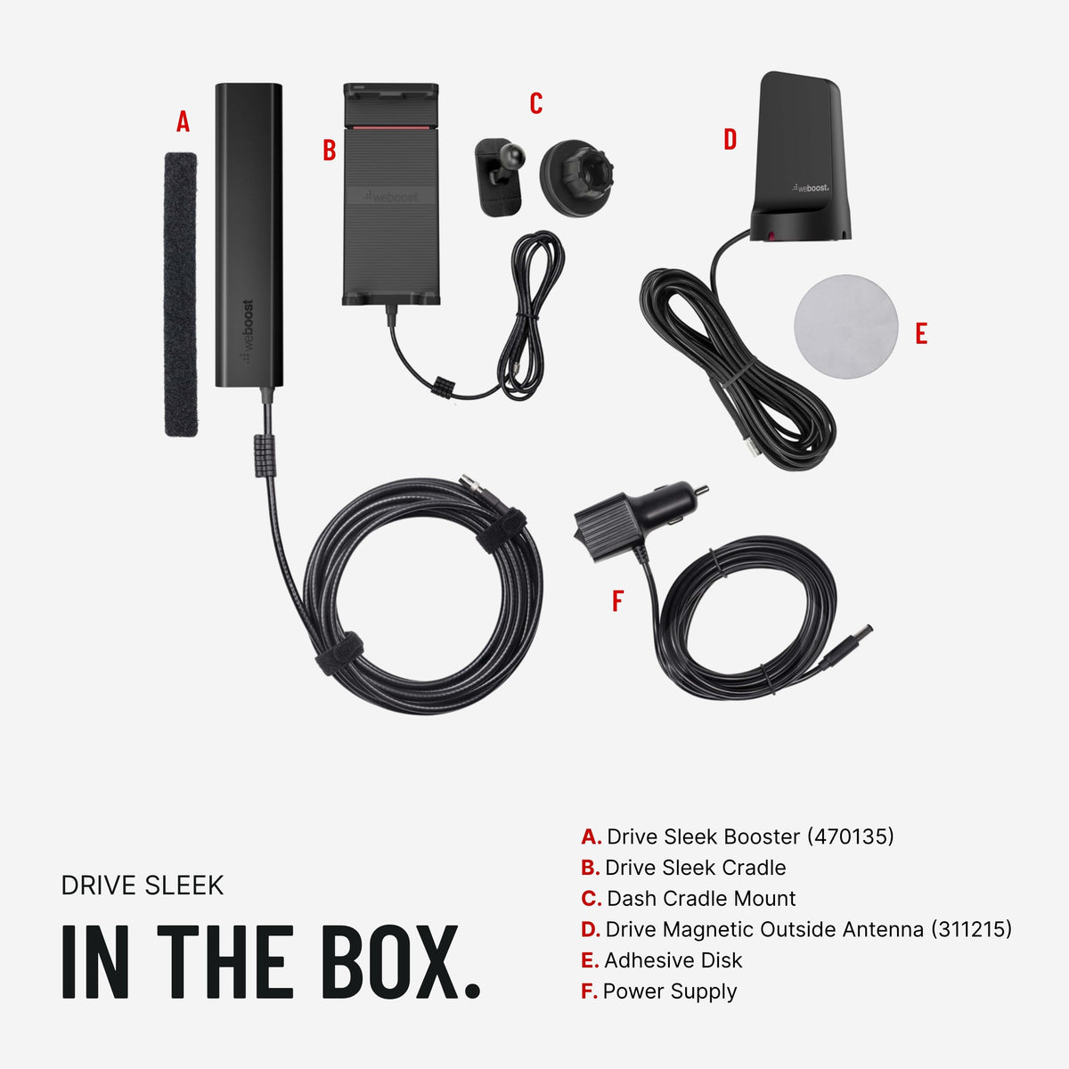 weBoost Drive Sleek - Model 470135R - Portable Signal Booster for Cars, SUVs, Trucks & Vans - 5G & 4G LTE Cellular Signal Booster for All US Carriers - Includes Booster & Antennas - FCC-Approved