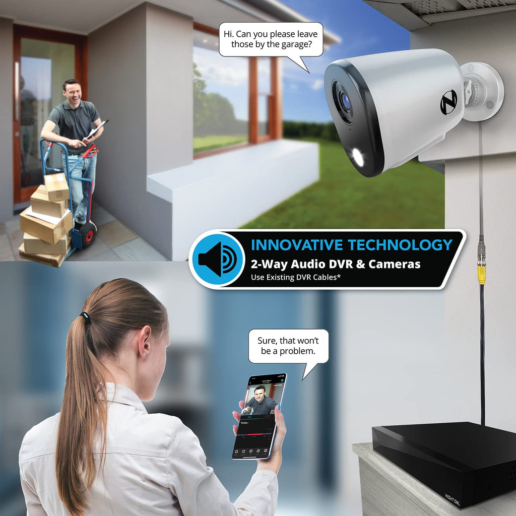 Night Owl 12-Ch Wired DVR System, 8 2K Cams, 1TB HDD, 2-Way Audio