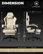 GTPLAYER Gaming Chair with Speakers ACE-PRO, Computer Video Game Chairs with Footrest for Adults, Built-in Speakers, App Support & Bluetooth Control, Ergonomic Reclining Silla, Linkage Armrest, Ivory
