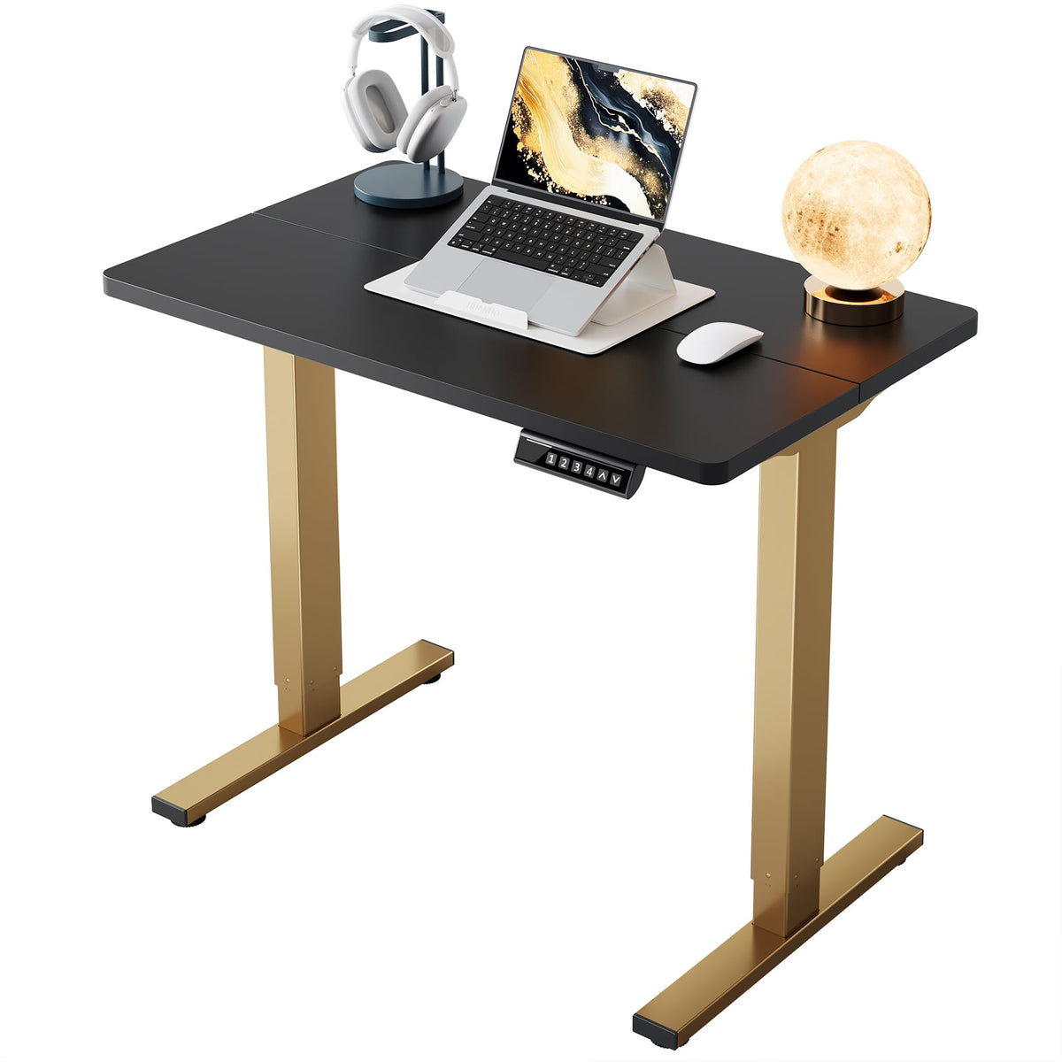 HUANUO 55x28 Inch Electric Standing Desk, Adjustable, Light Vintage Brown