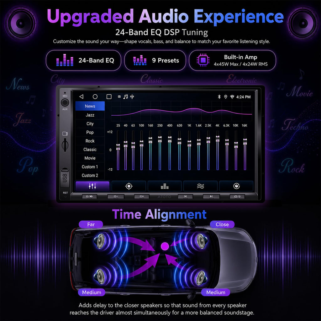 ATOTO A5L 7" Android Double DIN Car Stereo, Wireless CarPlay & Android Auto