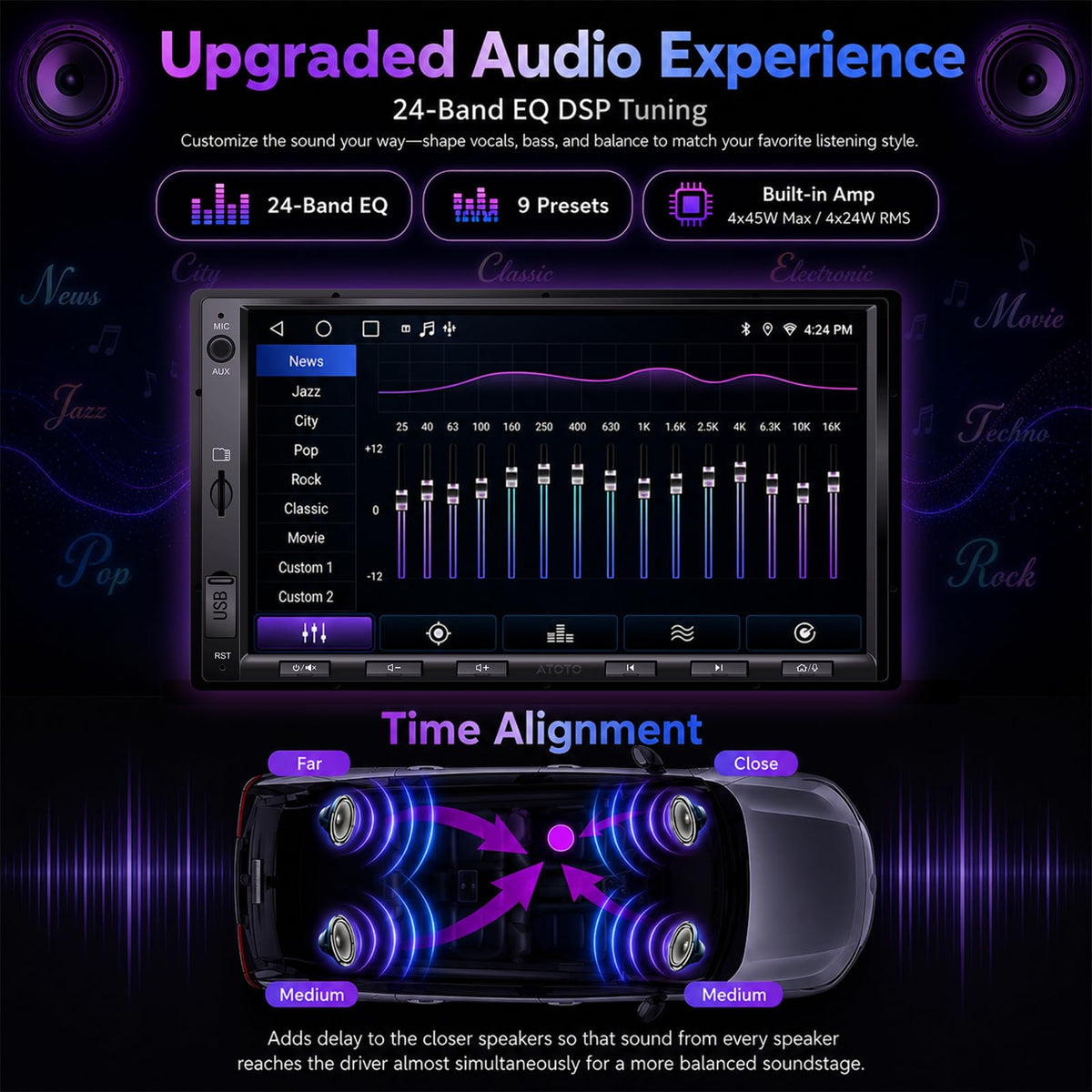 ATOTO A5L 7" Android Double DIN Car Stereo, Wireless CarPlay & Android Auto
