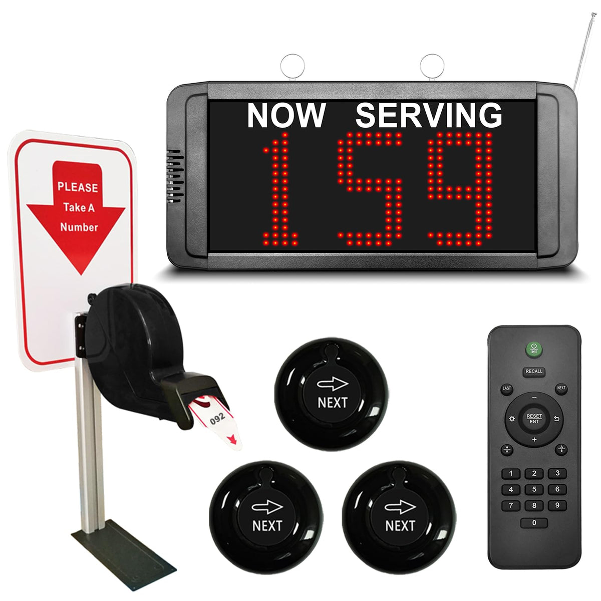 Now Serving Number System with 3 Next Call Buttons Ticket Dispenser