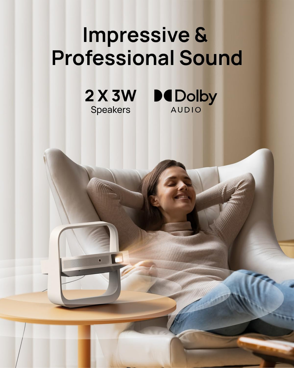 XGIMI Elfin Flip Plus Portable Projector, 500 ISO Lumens, Adjustable Stand