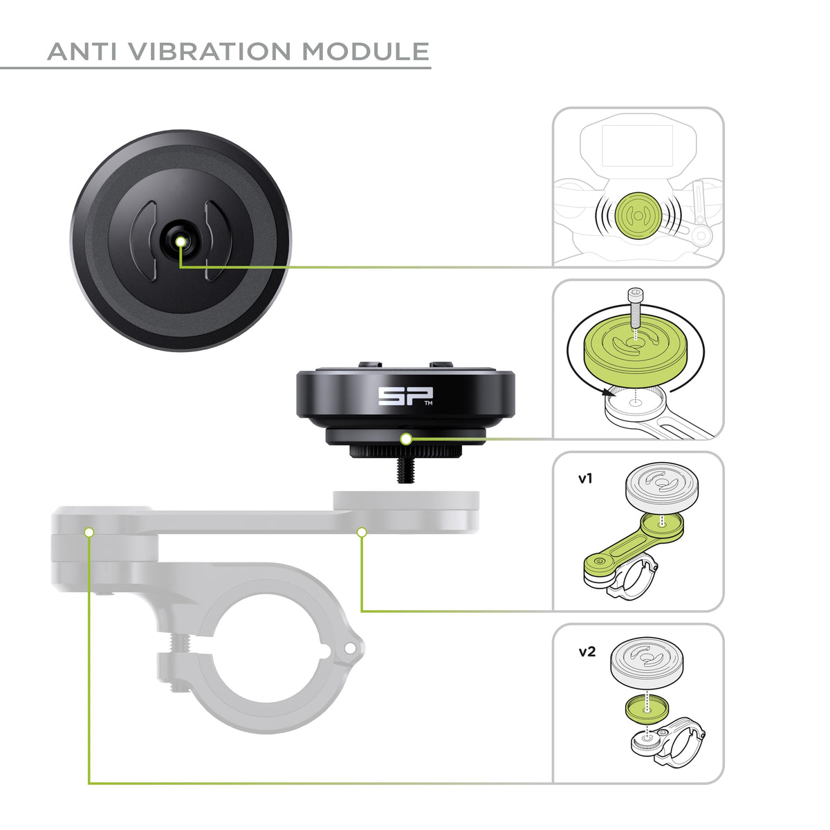 SP CONNECT Moto Bundle II AVM Xtreme | SPC+ |Compatible with iPhone 17 Pro/18 Pro | Phone Mount for Motorcycle | Motorcycle Phone Holder | Handlebars