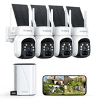 2K QHD Solar Security Cameras Wireless Outdoor, Solar Powered