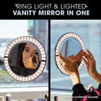 GLAMCOR Sunrise ECO Plus Pro Kit - Portable & Foldable LED Ring Light: Selfie Light & Content Creator Kit | HD Adjustable Color Temperature, Flicker-Free, with Phone Holder & Remote (Grey)