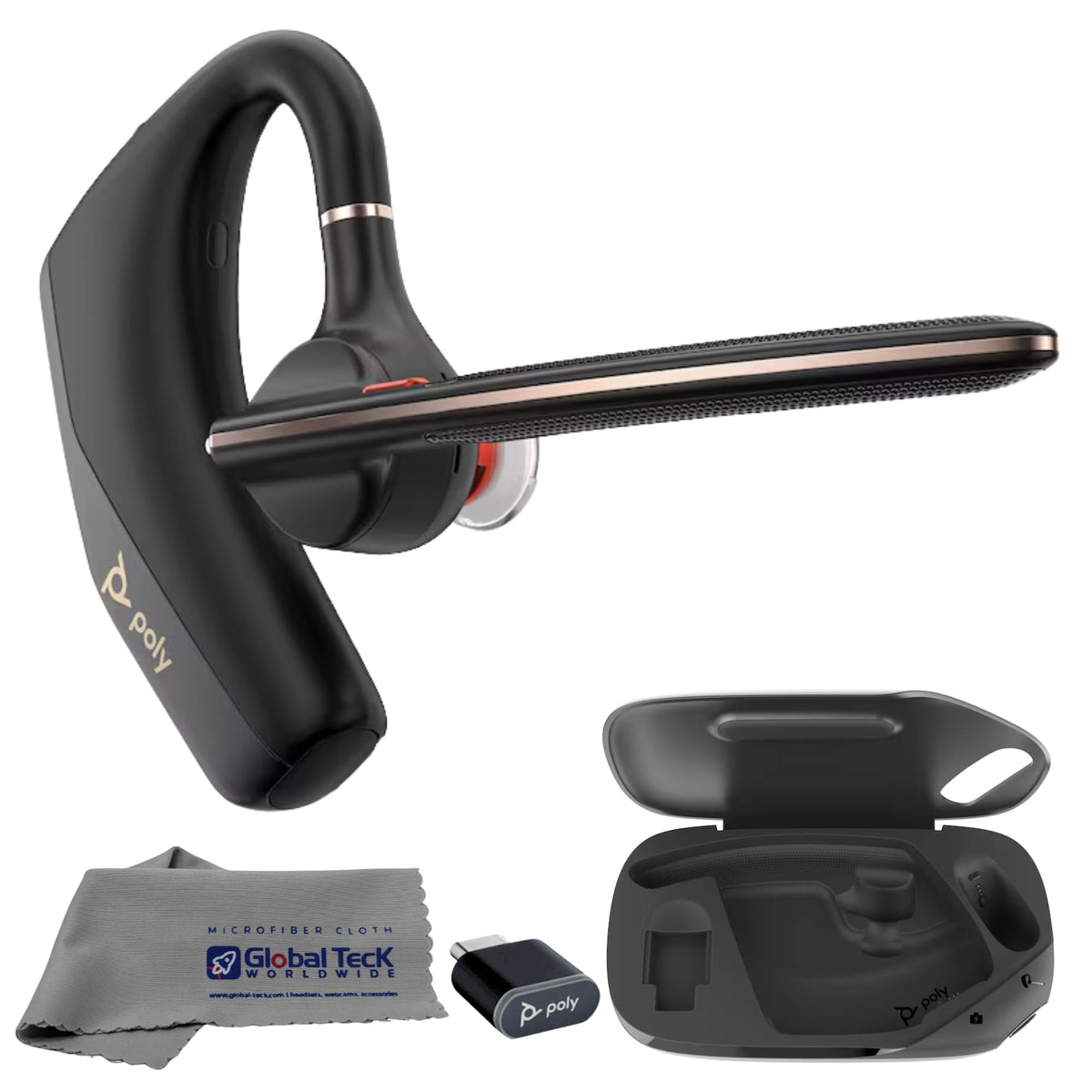 Poly Voyager Legend 50 UC Bluetooth Headset, Charging Case, AI-Powered Noise Cancellation, 4Mic WindSmart Tech, 10-Hr Battery, 98 ft Wireless Range, Multipoint Connectivity, Voice Assistant, GTW Cloth