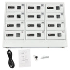 12 Slots Cellphone Locker, Cellphone Locker with Combination Lock Phones Storage Pocket Cellphone Charging Station with 3 in 1 Charging Ports for Schools, Gyms, Employee Cabinets