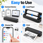 Trivana Inkless Portable Printer, Thermal Replacement Paper Rolls, Black,2