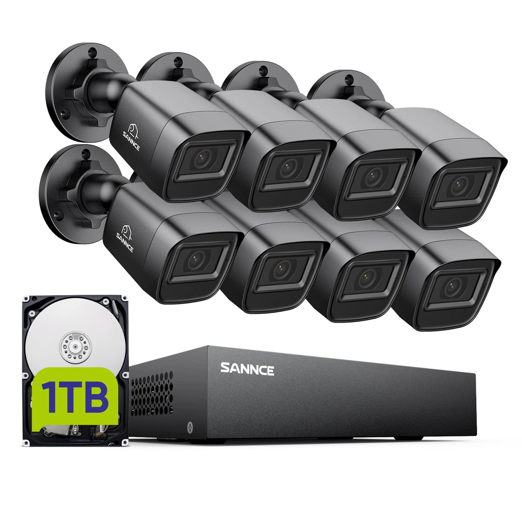 SANNCE 1080P Wired Security Camera System -DVR with 4PCS Cameras, 1TB HDD