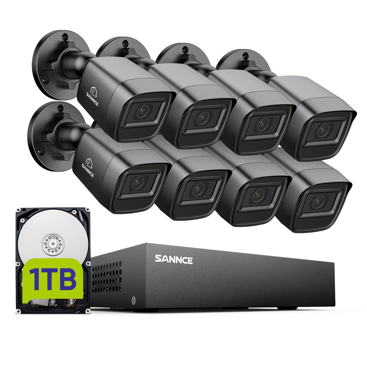 SANNCE 1080P Wired Security Camera System -DVR with 4PCS Cameras, 1TB HDD