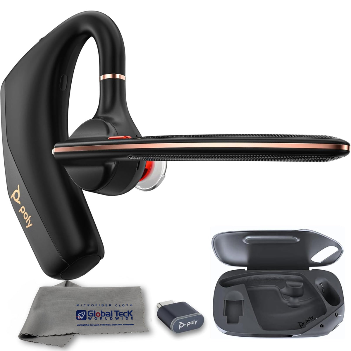 Poly Voyager Legend 50 UC Bluetooth Headset, Charging Case, AI-Powered Noise Cancellation, 4Mic WindSmart Tech, 10-Hr Battery, 98 ft Wireless Range, Multipoint Connectivity, Voice Assistant, GTW Cloth