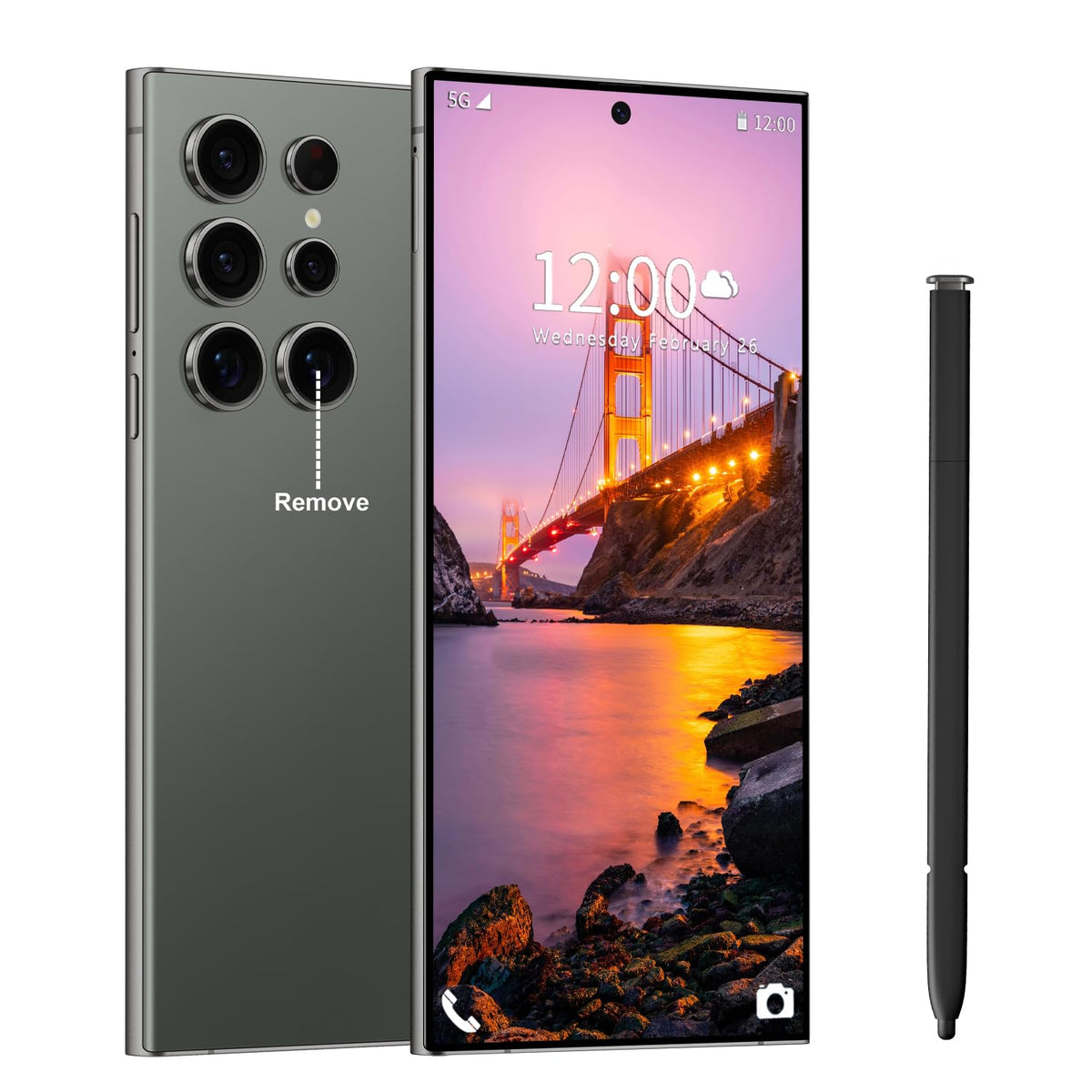 Huness I24 Ultra Unlocked Phone,Built in Pen The Phone,Smartphone Battery 6800mAh 6.8" HD Screen,Android 14 16+512GB with 128GB Memory Card Cell Phone,5G/Face ID/Fingerprint Lock/GPS (Cyan, 16+512)