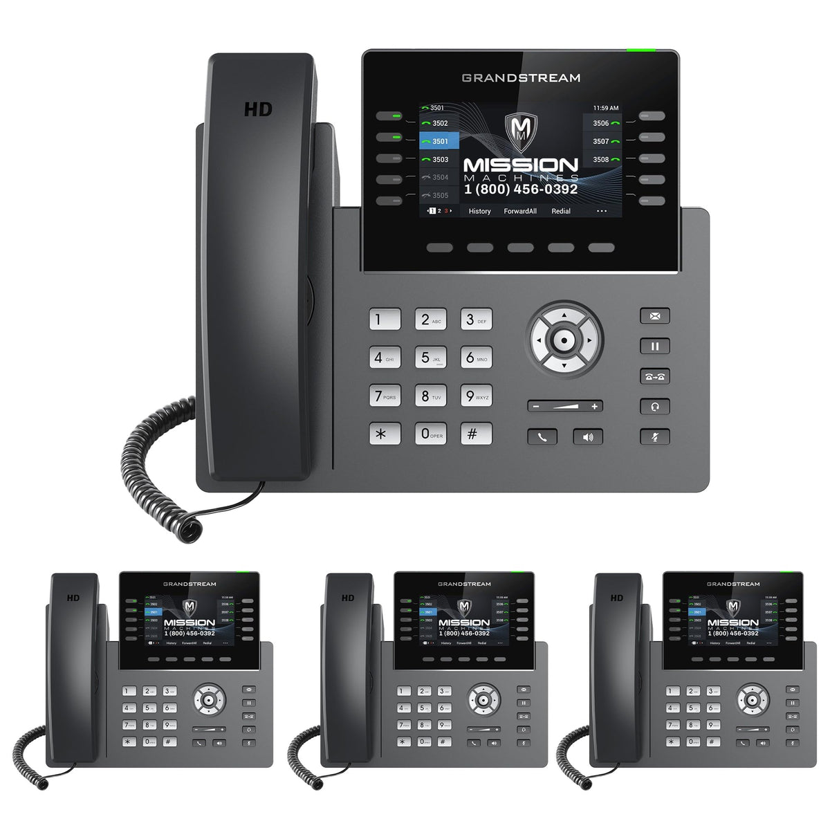Business Phone System – Mission Machines G400C with Grandstream GXP2615 Phones, Includes 3 Months of Free Z-Cloud Phone Service AI-Ready VoIP Solution for Office Home, Mobile and PC (4 Phone Bundle)