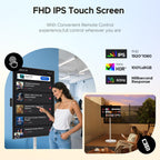 32" Smart Portable TV on Wheels, FHD Touchscreen Rolling Monitor