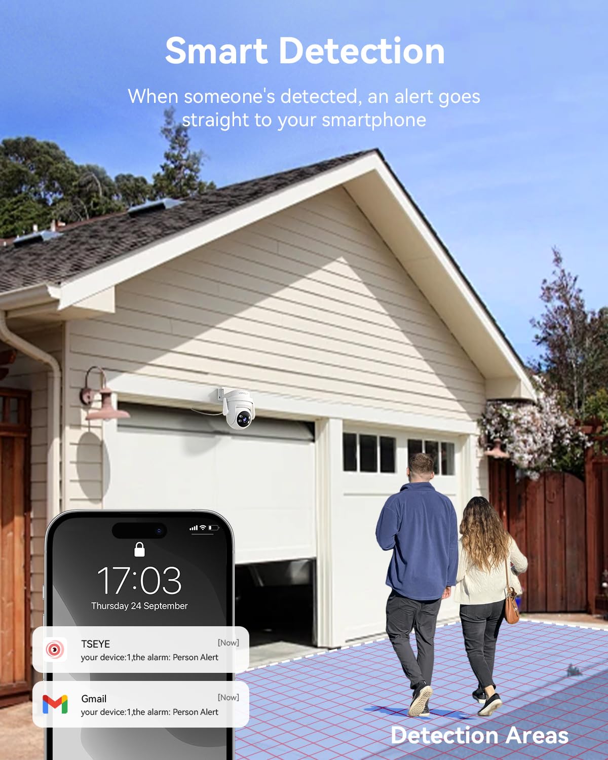Wireless Security Camera System with 10" Monitor, 2X 5MP PTZ Camera