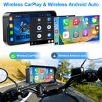 6.25" Motorcycle Carplay with HD Waterproof Touchscreen, Android Auto, TPMS, GPS Navigation System, Dash Cam, Remote Control, Loop Recording, Support Siri, Bluetooth, Inclued 128G SD Card