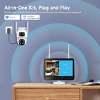 Yeewise Dual-Lens PTZ Security Camera System with 12" Monitor
