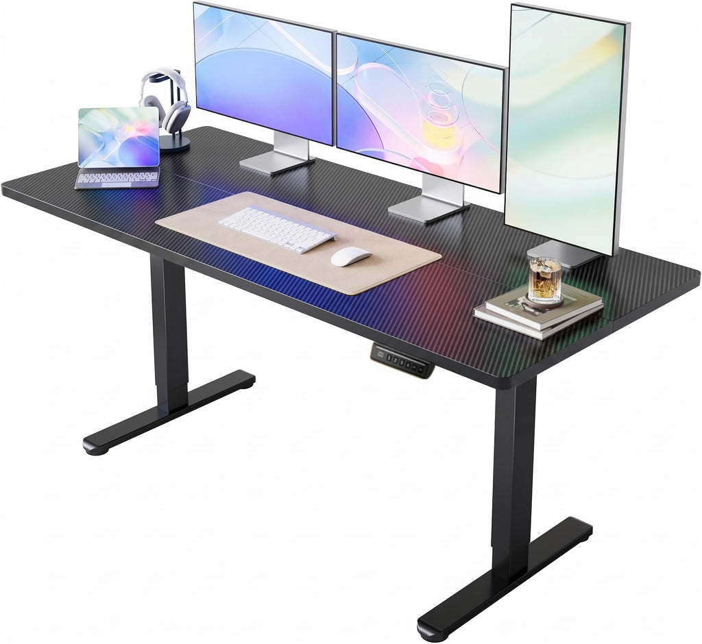 HUANUO 55x28 Inch Electric Standing Desk, Adjustable, Light Vintage Brown