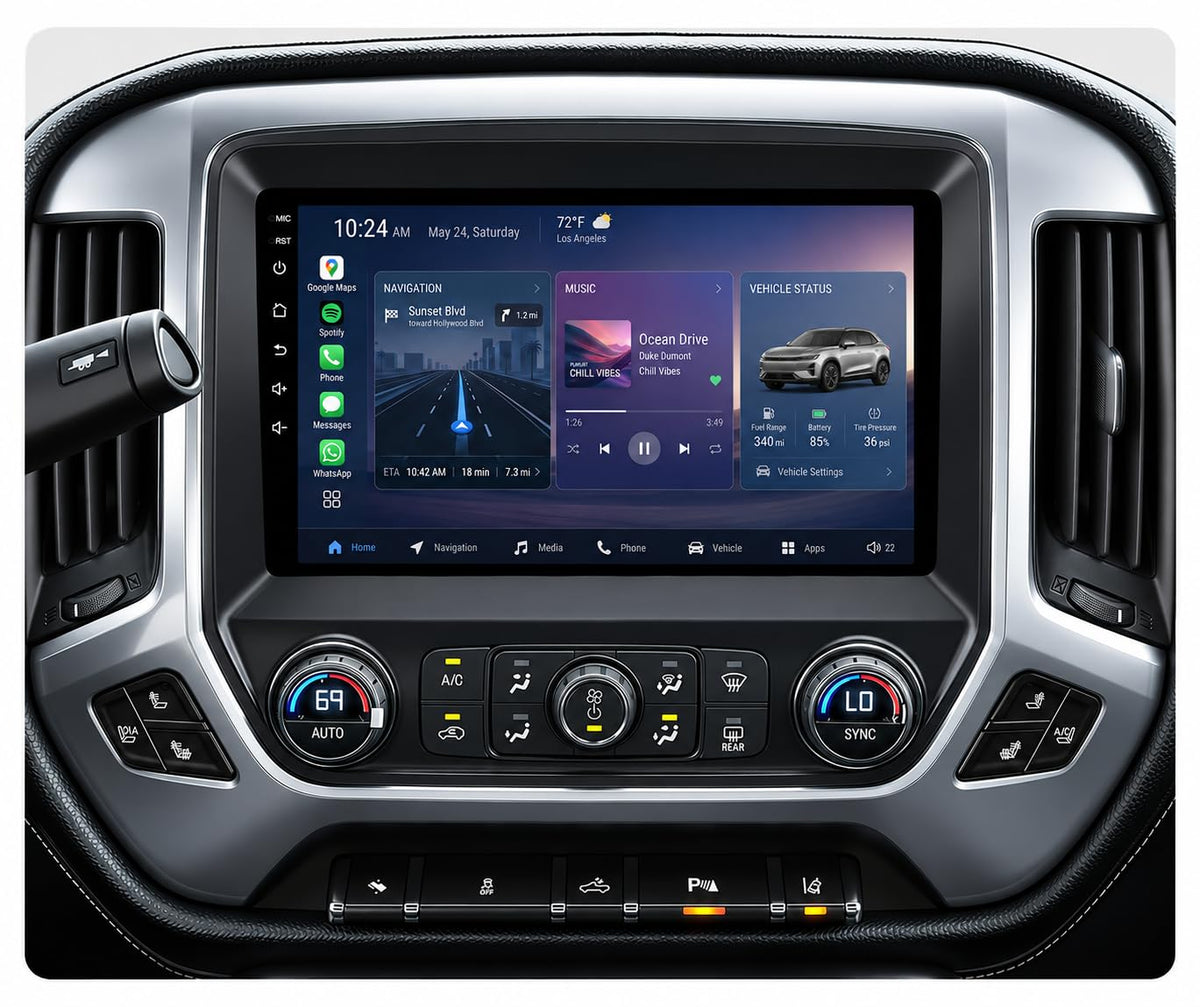 10.2" QLED Car Radio for 2014-2018 Chevy Silverado GMC Sierra, 8Core 4+64GB
