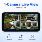 4 Pack Solar Security Cameras Wireless Outdoor, 2K WiFi Camera System with 64GB Local Storage, 360° Home Coverage, Color Night Vision, Human Detection, Two-Way Audio, No Monthly Fees