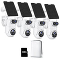 Security Cameras Wireless Outdoor No Monthly Fee, 4 Cam Kit Dual-Lens Solar Security Camera System,128GB Local Storage, IP66, Night Vision,5G&2.4G WiFi 4MP Cameras for Home Security Router Compatible