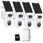 Security Cameras Wireless Outdoor No Monthly Fee, 4 Cam Kit Dual-Lens Solar Security Camera System,128GB Local Storage, IP66, Night Vision,5G&2.4G WiFi 4MP Cameras for Home Security Router Compatible