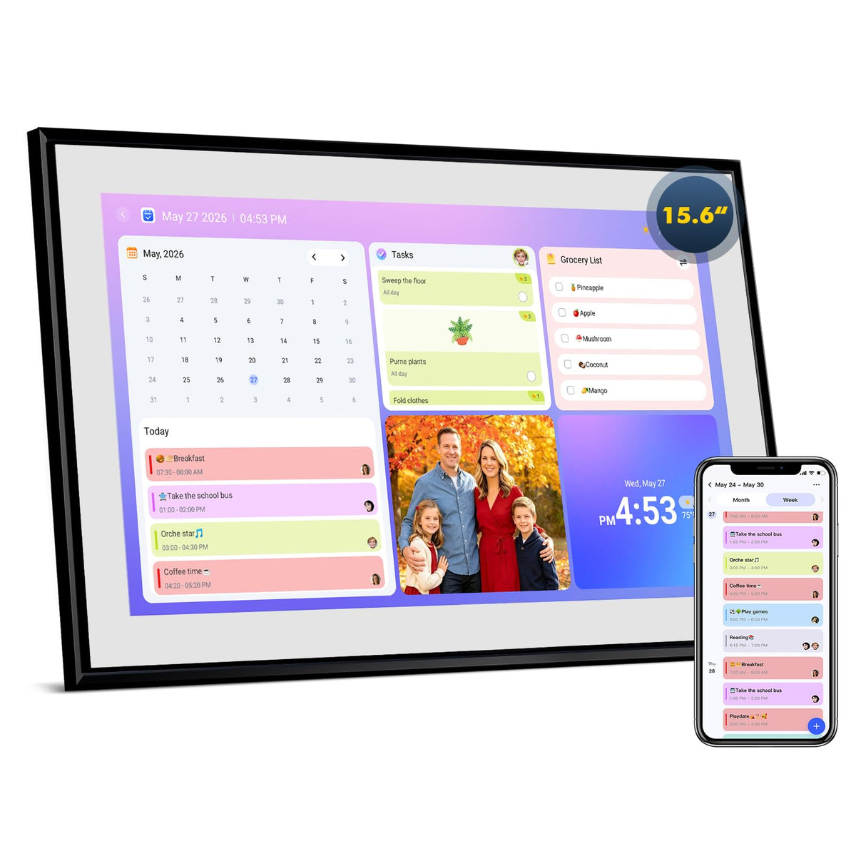 21.5" Digital Wall Calendar with Chore Chart & Planner