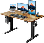 HUANUO 55x28 Inch Electric Standing Desk, Adjustable, Light Vintage Brown