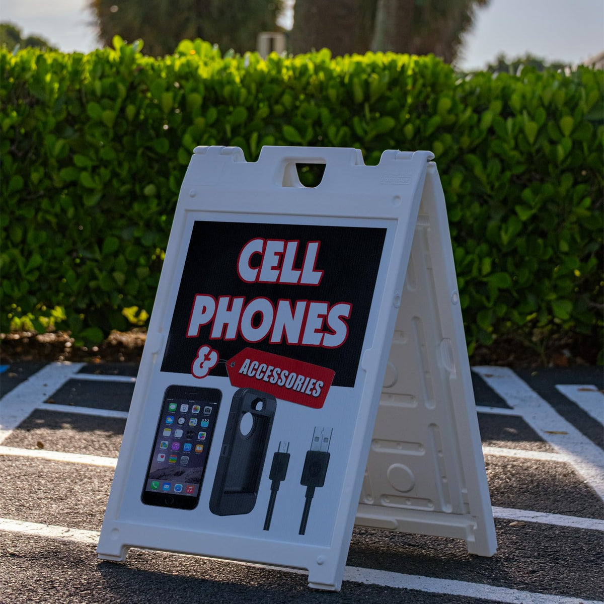 A-frame Sidewalk Cell Phones & Accessories 18" x 24" Double Sided A-Frame Sidewalk Sign, Includes 2 Corrugated Plastic Inserts | Foldable Portable White Signicade Sandwich Board Signs