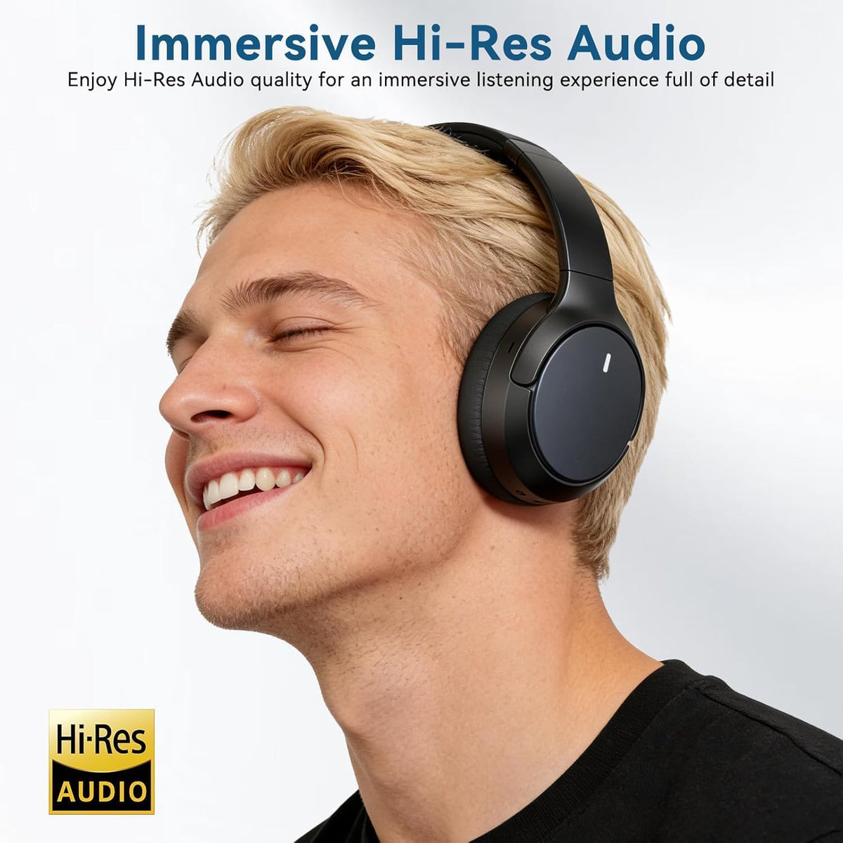 Hybrid ANC Noise Cancelling Wireless Over-Ear Headphones, 100H Playtime, Hi-Res Audio, Bluetooth 6.0, 5-Mic ENC, Multi-Mode ANC, Lightweight Comfort Fit, Foldable & Travel-Ready, for iOS & Android