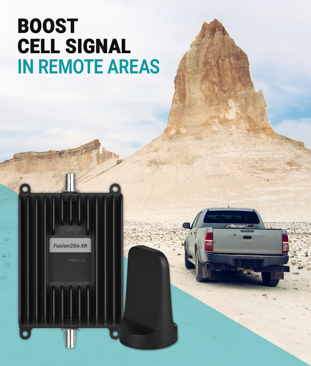SureCall Fusion2Go XR Vehicle Cell Phone Signal Booster for Car, Truck, SUV | Boosts 5G & 4G LTE for All U.S. Cellular Carriers - Verizon, AT&T, T-Mobile | High-Performance, USA Company, FCC Approved