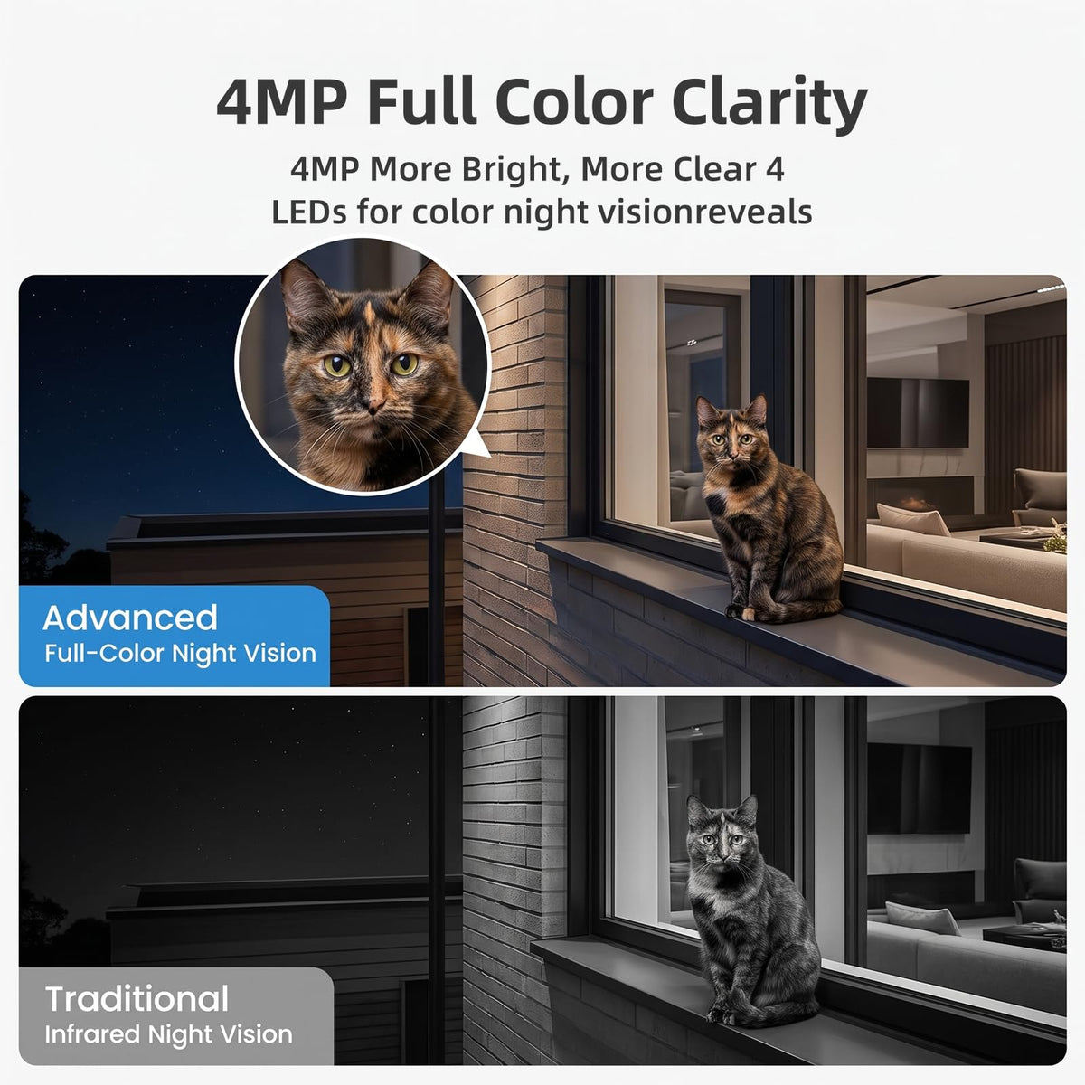 Security Cameras Wireless Outdoor, Classic 4-Cam Kit, Solar Powered | No Subscription Required, 500GB HDD Build-in Storage, 360° PTZ, 4MP Color Night Vision, Easy Install