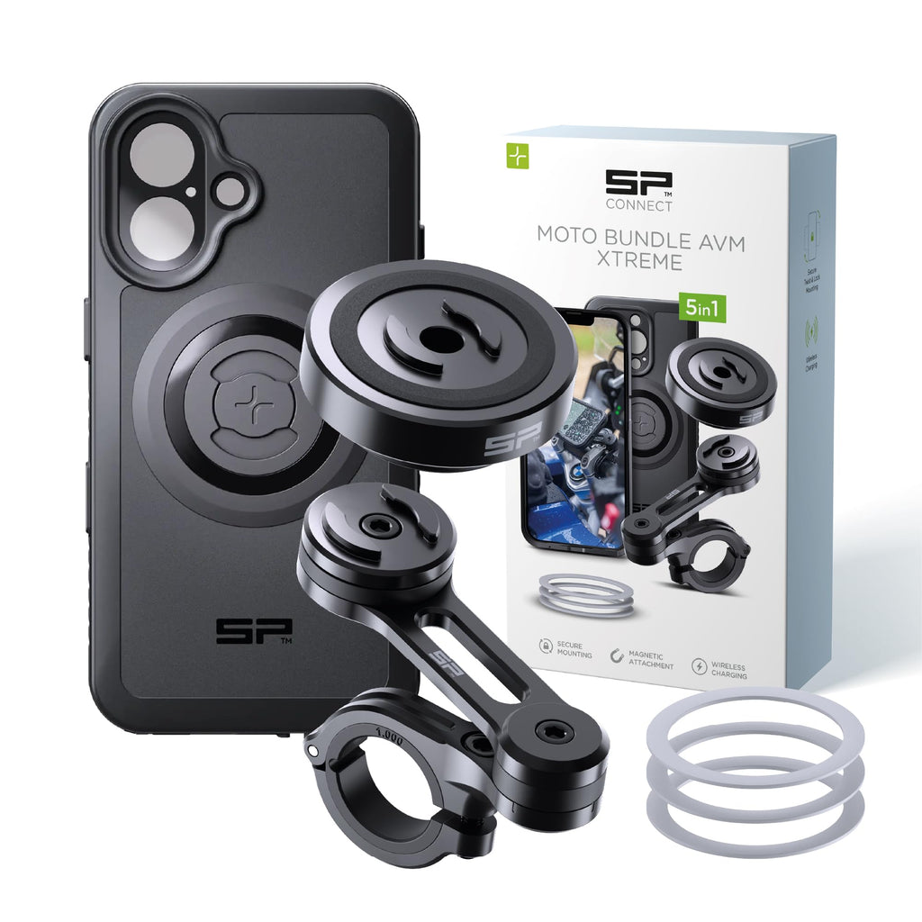 SP CONNECT Moto Bundle II AVM Xtreme | SPC+ |Compatible with iPhone 17 Pro/18 Pro | Phone Mount for Motorcycle | Motorcycle Phone Holder | Handlebars