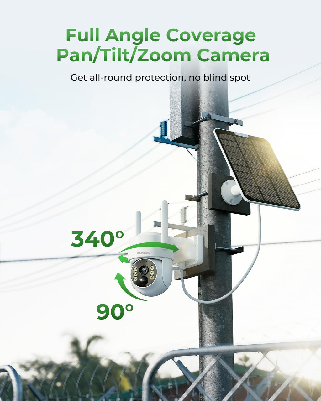 Camcamp Solar Security Cameras Wireless Outdoor with 10" Monitor, 4 Cam Kit