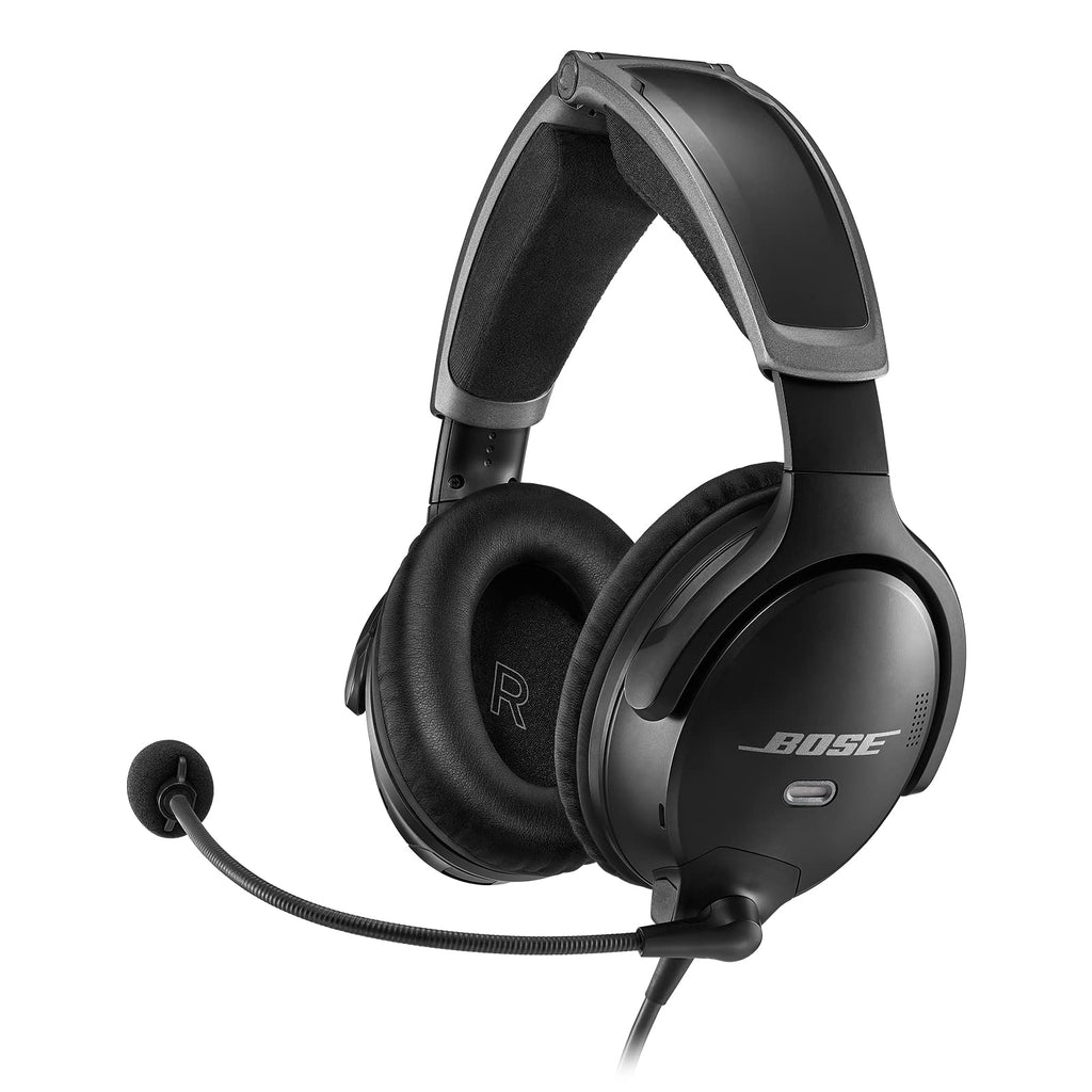 Bose A30 Bluetooth Aviation Headset - Lightweight Comfortable Design, Adjustable ANR and Noise Cancelling Microphone, [Dual Plug] – Black