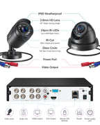 ZOSI 3K Lite 8CH Home Security Camera System Outdoor,8Channel CCTV DVR,8pcs 1080p Weatherproof Surveillance Bullet Dome Cameras,Night Vision,AI Human/Vehicle Detection,Remote Access(No Hard Drive)