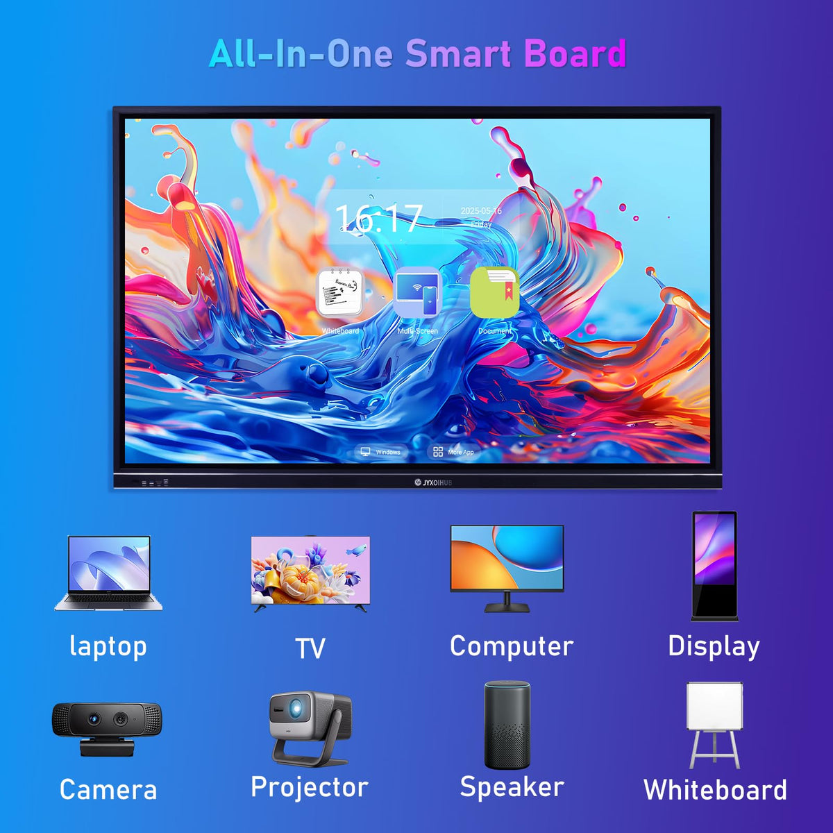 75‘’ Smart Board, 4K UHD Interactive Whiteboard for Office